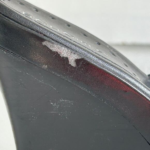 BCBGirls Black Elastic Crossover Platform Wedges Slip-On Sandals Heels Size 10 - Picture 13 of 14